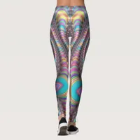 Psychedelic Rainbow Unicorn Nautilus 3D Fractal Leggings