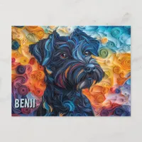 Black Russian Terrier Paper Quilling Art Portrait Postcard