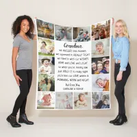 Custom Grandma Grandchildren Name & Photo Collage Fleece Blanket