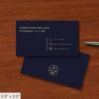 Simple Navy Blue and Gold Lawyer Business Card