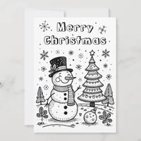 Christmas Snowman and Tree | Color Me  Holiday Card