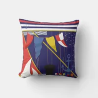 Nautical Maritime Flags Yacht Patterned Blue Throw Pillow