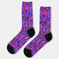 Crazy Colorful Purple Pink Blue Abstract Art Socks