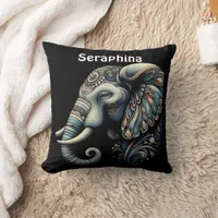 Floral dawn elephant art throw pillow