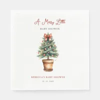 Red Bow Christmas Tree Merry Little Baby Shower Napkins