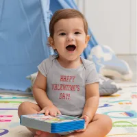 Happy Valentine's Day Tiny Heart Shaped Font Baby Bodysuit