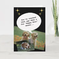 Trendy Black Happy Hour Getting Old Funny Birthday Card