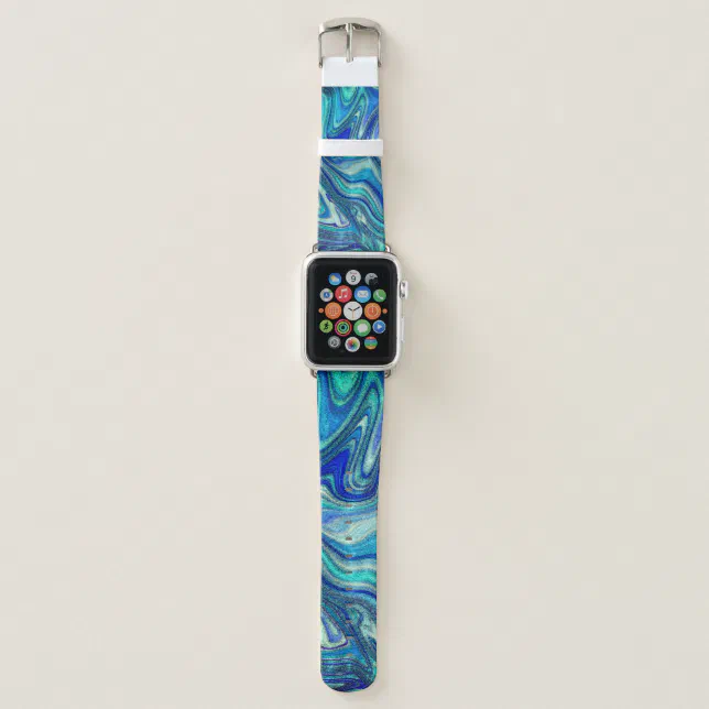 Elegant Aquamarine Paua Rainbow Shell Inspired Apple Watch Band