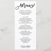 Modern Wedding Menus | Rustic Typography (Black)