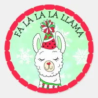 Fa la la la LLama Funny Christmas Classic Round Sticker