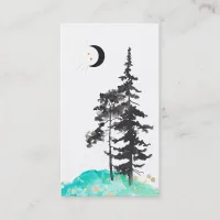 *~*  Crescent Moon Trees Gold Stars Glitter  Mint Business Card