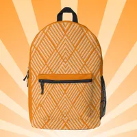 Modern striped pattern in shades of orange printed backpack