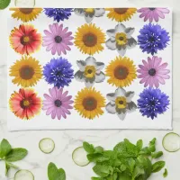 Cheerful Multicolor Flower Pattern Kitchen Towel