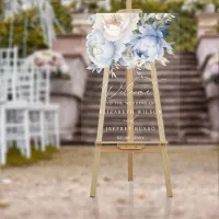 Botanical Dusty Blue Floral Wedding Welcome Sign