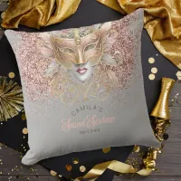 Masquerade Motif Sweet 16 Rose Gold V2 ID1032 Throw Pillow