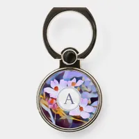 Initial Purple and Blue Floral Phone Ring Stand