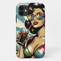 Beautiful Pinup Woman with a Cola on the Beach iPhone 11 Case