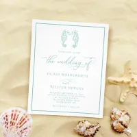 Budget Seahorse Wedding Invite Sea Glass Blue Flyer
