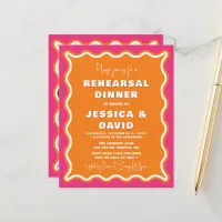 Budget Pink Orange Photo Rehearsal Dinner Invite