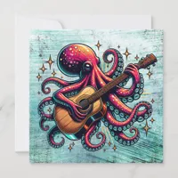 Funny Cartoon Octopus Playing Guitar