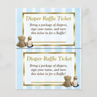 Teddy Bear and Baby Boy  Baby Shower Diaper Raffle Flyer