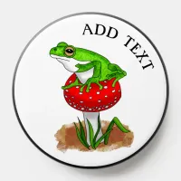 Cute Hand Drawn Frog on a Mushroom Personalized PopSocket