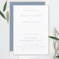 Simple Elegant Minimal Modern Dusty Blue Wedding Invitation