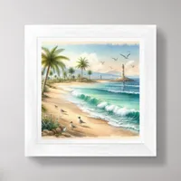 Fall Coastal Beach Art for Small Spaces Framed Art