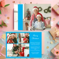 Collage 4 Photos Merry Christmas Red Family Gold Foil Holiday Card