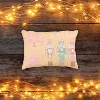 Christmas in Pink Nutcrackers on Orange |  Outdoor Pillow