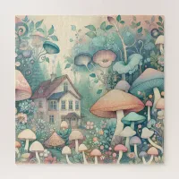 Pretty Cottage Core Whimsical Village Jigsaw Puzzle