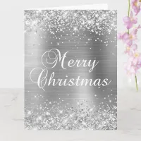 Glittery Silver Foil Big Merry Christmas Card