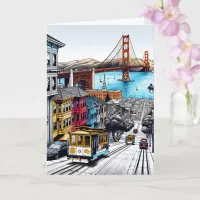 San Francisco, California Comic Book Style Art Card