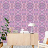 Symmetrical Geometric Tessellated Pink Purple Gray Wallpaper