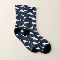 Shark Frenzy Blue and White Novelty Socks