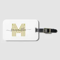 Signature Name Gold Retro Monogram Luggage Tag