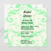 Light Green Damask Bridal Shower Invitation