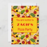 Pizza Party Cartoon  Invitation