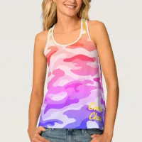 Girly Camouflage Pastels Monogram in Yellow | Tank Top