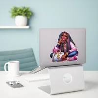 Melanin Hustler African American Hip Hop Woman Sticker