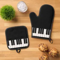 Elegant Piano Keyboard, Piano Player Oven Mitt & Pot Holder Set