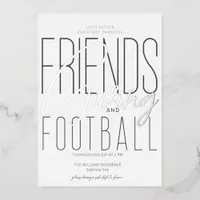 Thankful Friendsgiving Football Thanksgiving Party Foil Invitation