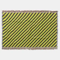 Black and Yellow Diagonal Stripes Throw Blanket