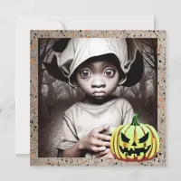 African-American  Child with Big Eyes Halloween Invitation