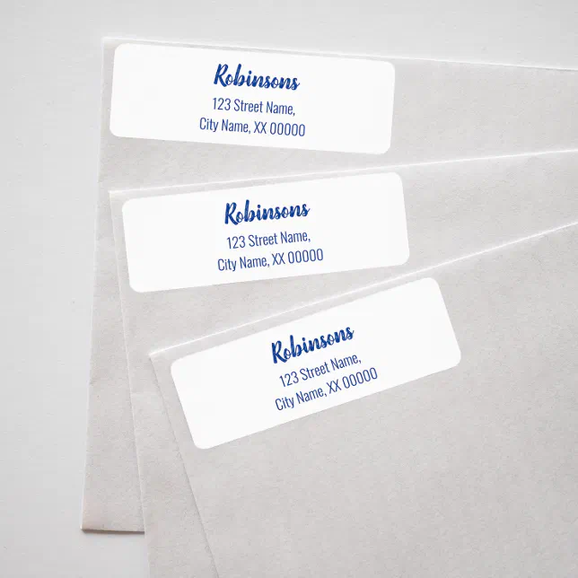 Blue Lettering Family Name Return Address Label