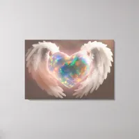 *~* Flashy Opal Heart Angel Wings AP78  Canvas Print