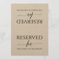 Romantic Calligraphy Reserved Sign Tent (Kraft) Invitation