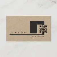 Rustic Kraft Modern Minimalist QR code Business Card