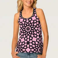 Bubblegum Pink and Black Snowflake pattern Tank Top