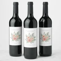 Watercolor Bouquet Wedding Blush ID654 Wine Label